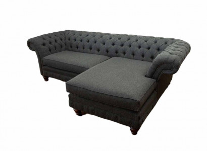Chesterfield Ecksofa L-Form Stoff Design Couch Sitz Sofa Textil Eck Neu